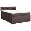 vidaXL Boxspring met matras stof donkerbruin 160x200 cm