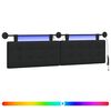 vidaXL Hangend hoofdbord Met LED-verlichting Zwart Stof