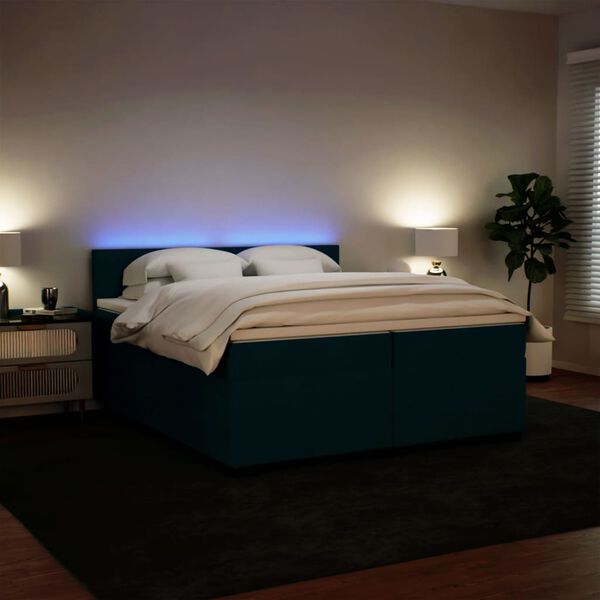vidaXL Boxspring met matras fluweel blauw 200x200 cm