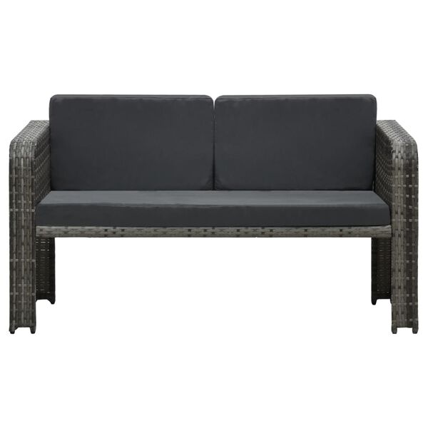 vidaXL 4-delige Loungeset met kussens poly rattan antraciet