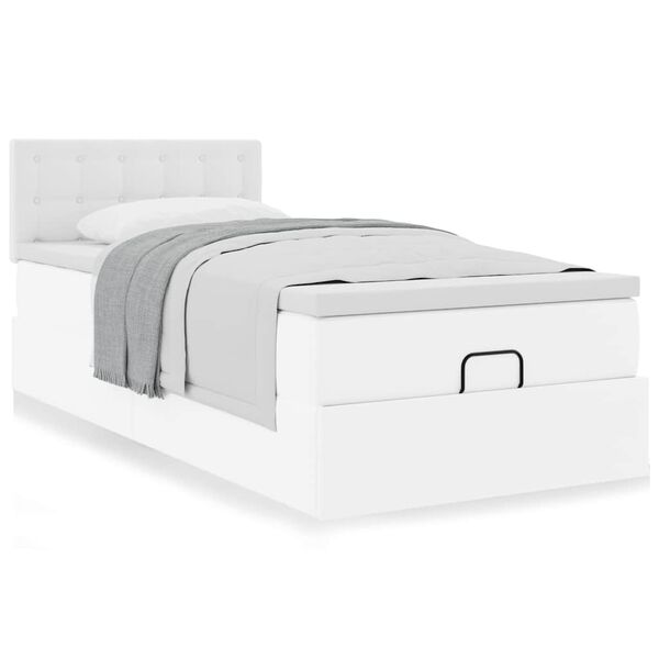 vidaXL Ottomaanse bed met matras 90x200cm kunstleer wit
