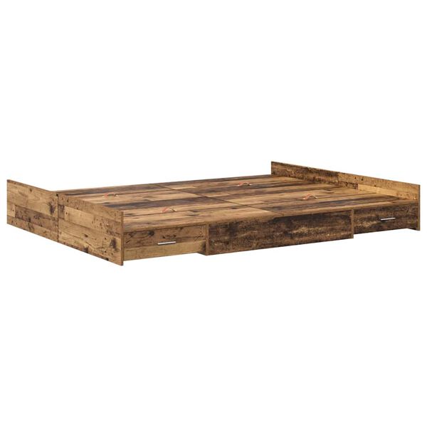 vidaXL Opbergbedframe met lade Oud Hout 150 x 200 cm Bewerkt hout