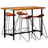 vidaXL 5-delige Barset massief gerecycled hout en echt leer