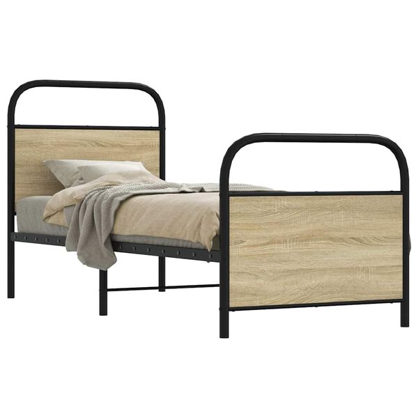 vidaXL Bedframe zonder matras bewerkt hout sonoma eikenkleur 80x200 cm