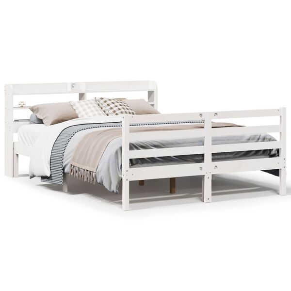 vidaXL Bedframe met hoofdeinde zonder matras 140x190 cm wit