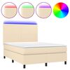 vidaXL Boxspring met matras en LED stof cr&egrave;mekleurig 140x200 cm