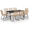 vidaXL 9-delige Tuinset poly rattan en glas