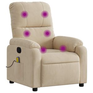 vidaXL Massagestoel microvezelstof cr&egrave;mekleurig