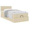 vidaXL Bed met matras 100x200 cm stof cr&egrave;mekleurig