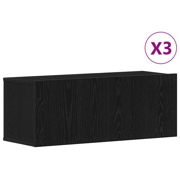 vidaXL Tv-meubelset 3 pcs Zwart Eiken 80 x 30 x 30 cm Bewerkt hout