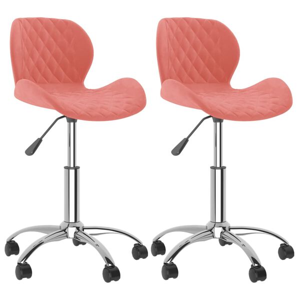 vidaXL Eetkamerstoelen draaibaar 2 st fluweel roze