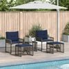 vidaXL Buitenmeubelset met kussen 5 pcs Grijs en Marineblauw