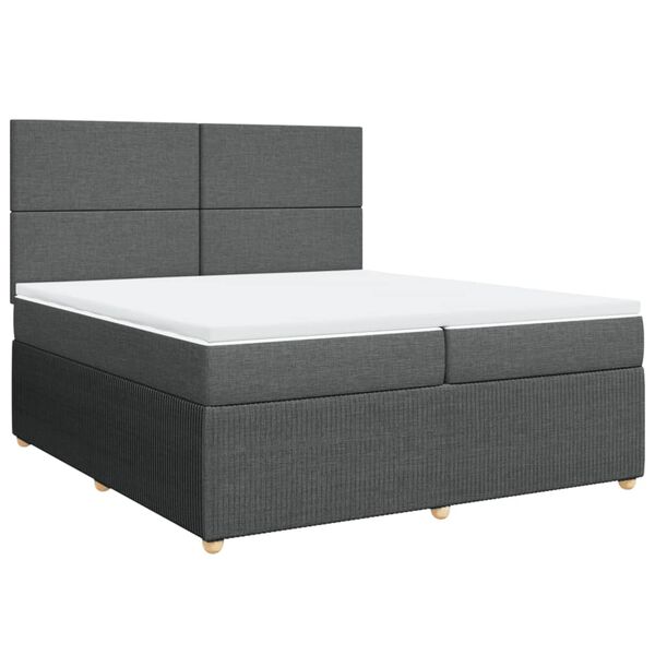 vidaXL Boxspring met matras stof donkergrijs 200x200 cm