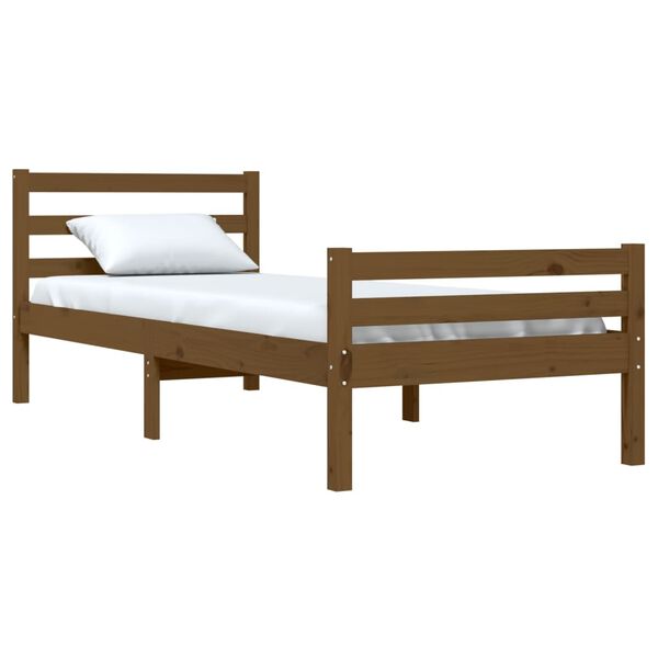 vidaXL Bedframe massief hout honingbruin 75x190 cm