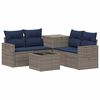 vidaXL Bankstel 6 st Grijs en Marineblauw Poly Rattan en Staal