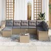 vidaXL Tuin Sofa Set met kussen met opslag 9 pcs Zwart Poly riet