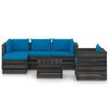 vidaXL 6-delige Loungeset met kussens grijs ge&iuml;mpregneerd hout