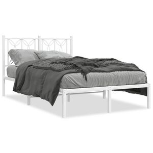 vidaXL Bedframe met hoofdbord metaal wit 120x190 cm