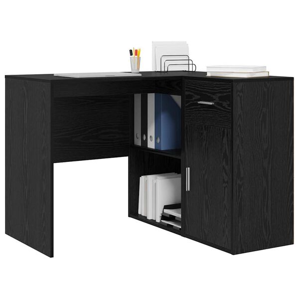 vidaXL Hoekbureau met lade Zwart Eiken 102 x 88 x 75 cm