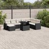 vidaXL 9-delige Loungeset met kussens poly rattan zwart