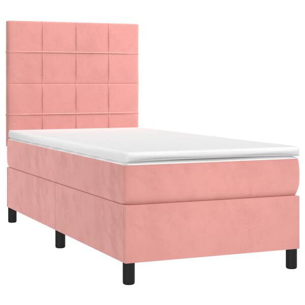 vidaXL Boxspring met matras fluweel roze 80x200 cm