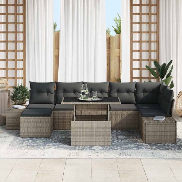 vidaXL Tuin Sofa Set met kussen 8 pcs Grijs