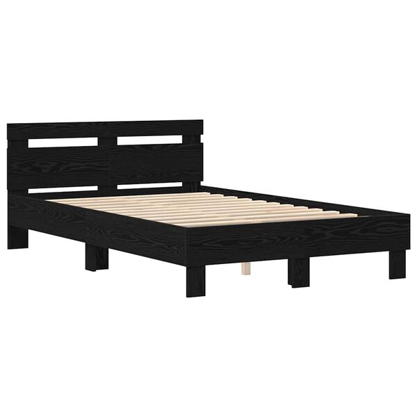 vidaXL Bedframe met LED Zwart Eiken 120 x 190 cm Bewerkt hout