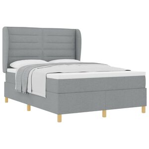 vidaXL Boxspringbed met Matras Donkergrijs 90x190 cm Lichtgrijs Stof