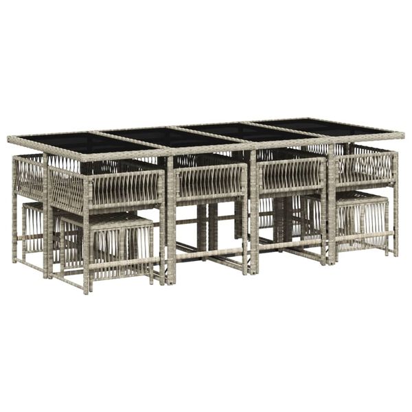 vidaXL 13-delige Tuinset met kussens poly rattan lichtgrijs