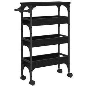 vidaXL Keuken Trolley Zwart Eiken 53 x 20 x 76 cm Bewerkt hout