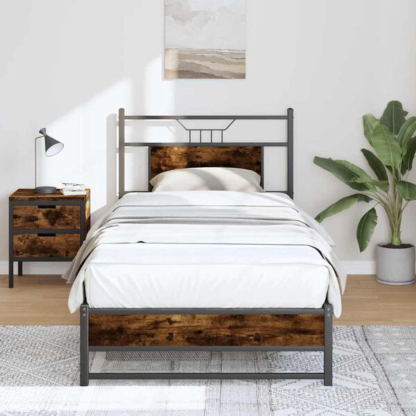 vidaXL Bedframe zonder matras hout gerookt eikenkleurig 90x190 cm