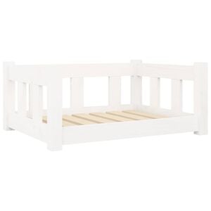 vidaXL Hondenmand 65,5x50,5x28 cm massief grenenhout wit
