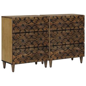 vidaXL Dressoir 2 st 60 x 33,5 x 75 cm Massief Mango Hout Bruin