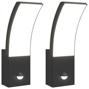 vidaXL Buitenwandlampen 2 st LED met sensors gegoten aluminium zwart