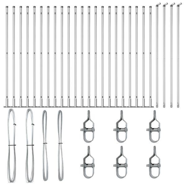 vidaXL Afrasteringspaal 26 pcs Grijs 3,2 x 3,2 x 68,5 cm