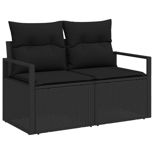 vidaXL Tuin Sofa Set met opslag 7 pcs Zwart Poly riet