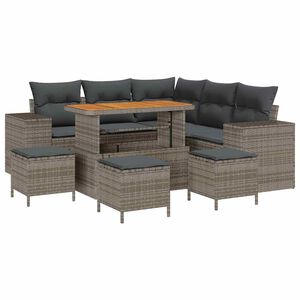vidaXL Tuin Sofa Set 9 st 8-zits Grijs poly rattan