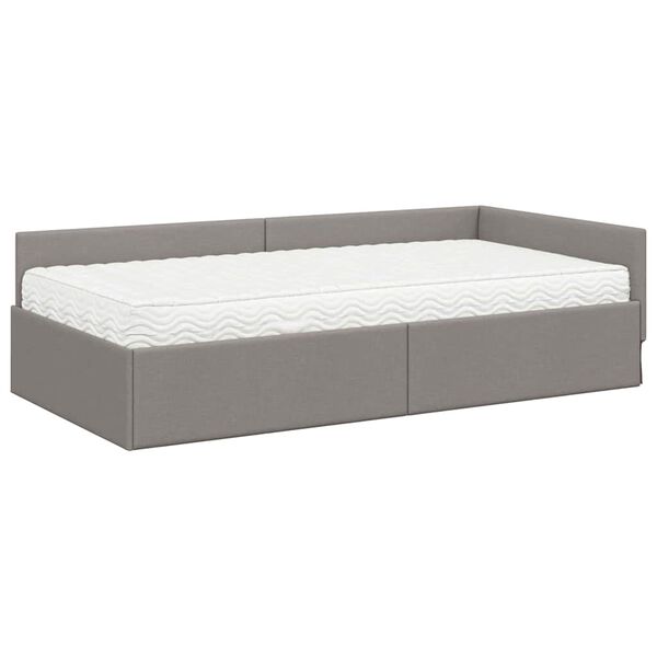 vidaXL Hoekbedframe met Matras Anders met hoofdeinde 2 pcs Taupe Stof