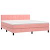 vidaXL Boxspring met matras en LED fluweel roze 160x200 cm