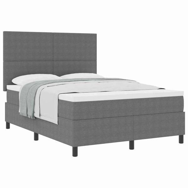 vidaXL Boxspringbed Lichtgrijs en wit. 140 x 190 cm Katoen Stof