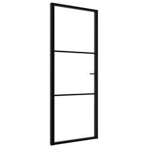 vidaXL Binnendeur 76x201,5 cm ESG-glas en aluminium zwart
