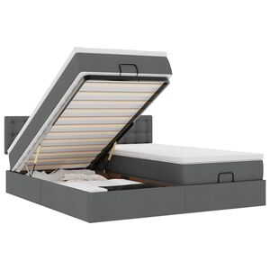 vidaXL Ottoman bed met matrassen 160x200cm stof donkergrijs