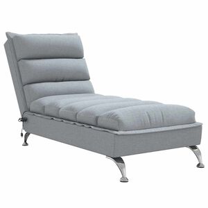vidaXL Massage chaise longue met kussens stof lichtgrijs