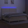 vidaXL Boxspring met matras en LED stof cr&egrave;mekleurig 200x200 cm