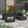 vidaXL 5-delige Loungeset met kussens poly rattan zwart
