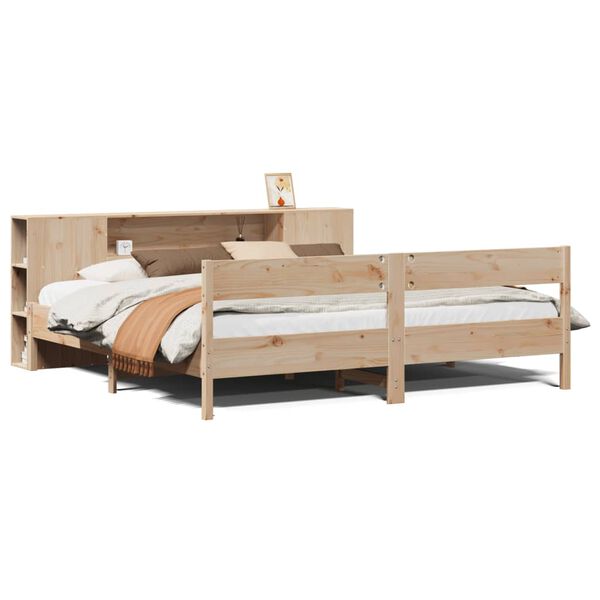 vidaXL Bed met boekenkast zonder matras massief grenenhout 180x200 cm