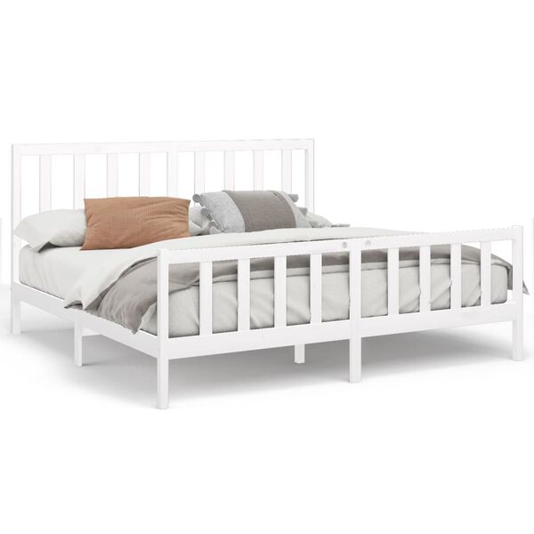 vidaXL Bedframe zonder matras massief grenenhout wit 180x200 cm