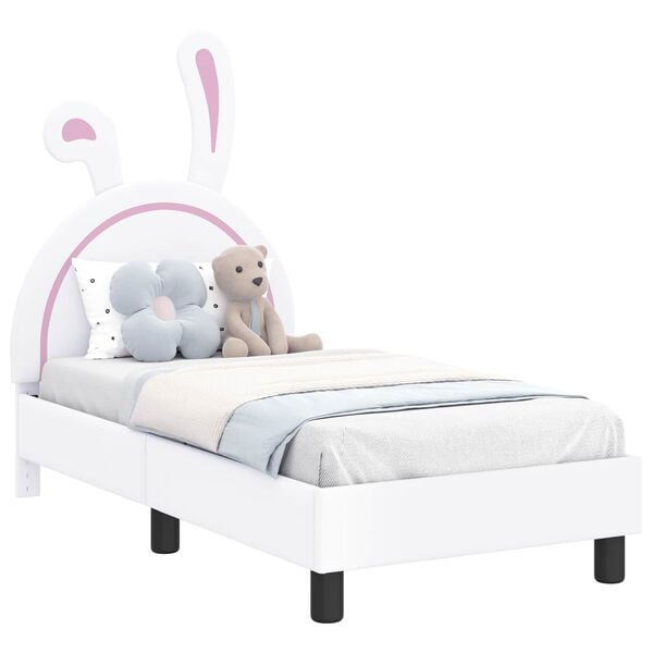 vidaXL Peuterbedframe met hoofdbord met hoofdeinde Wit 70 x 140 cm PU
