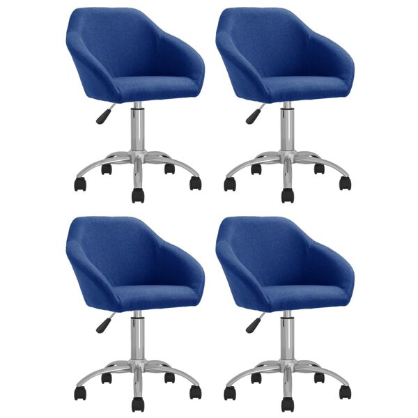 vidaXL Eetkamerstoelen draaibaar 4 st stof blauw