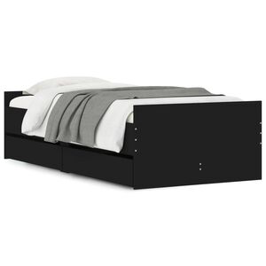 vidaXL Bedframe met lades zwart 75x190 cm Small Single